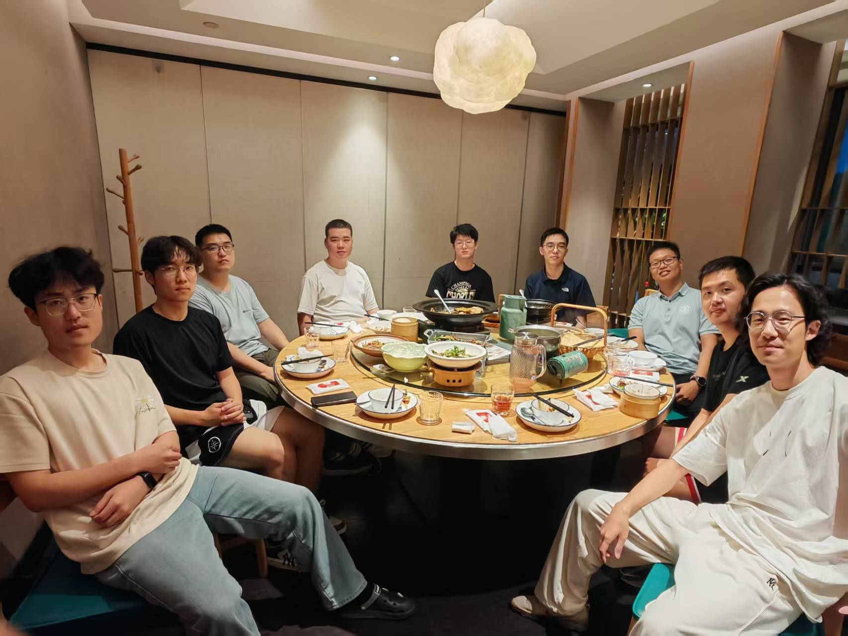OpticAI Lab members at a group dinner